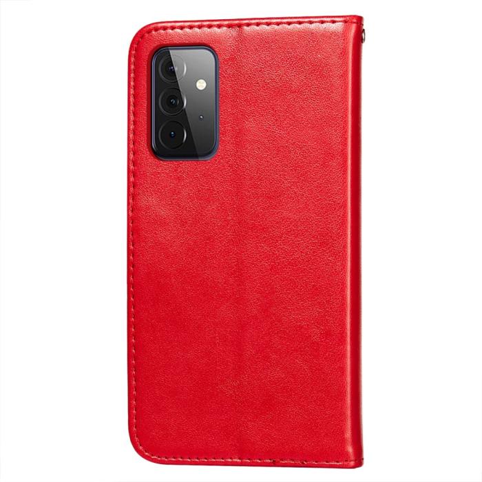 Bild 3, Samsung Galaxy A72 - Läder Fodral - Röd