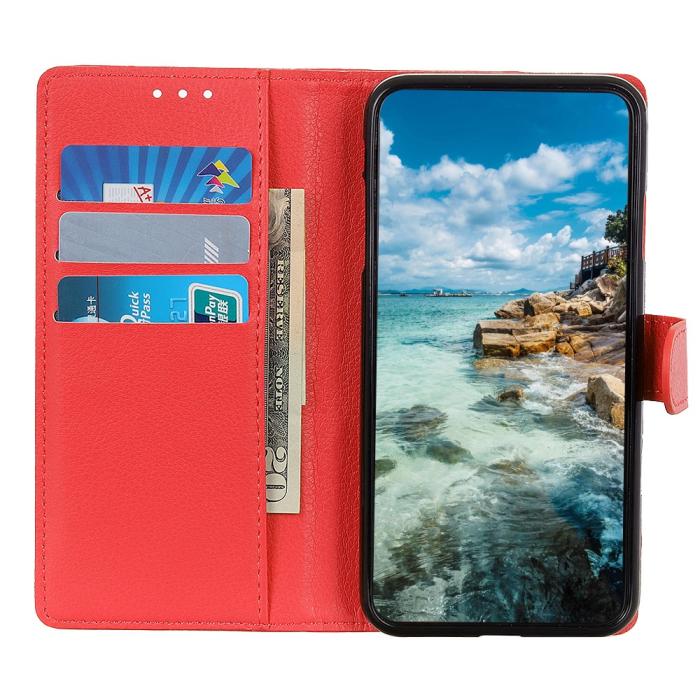 Bild 3, Samsung Galaxy A22 5G - Litchi Läder Fodral - Röd