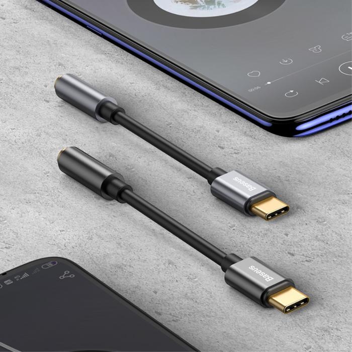 Bild 3, BASEUS USB-C till 3.5mm AUX Adapter, DAC Svart