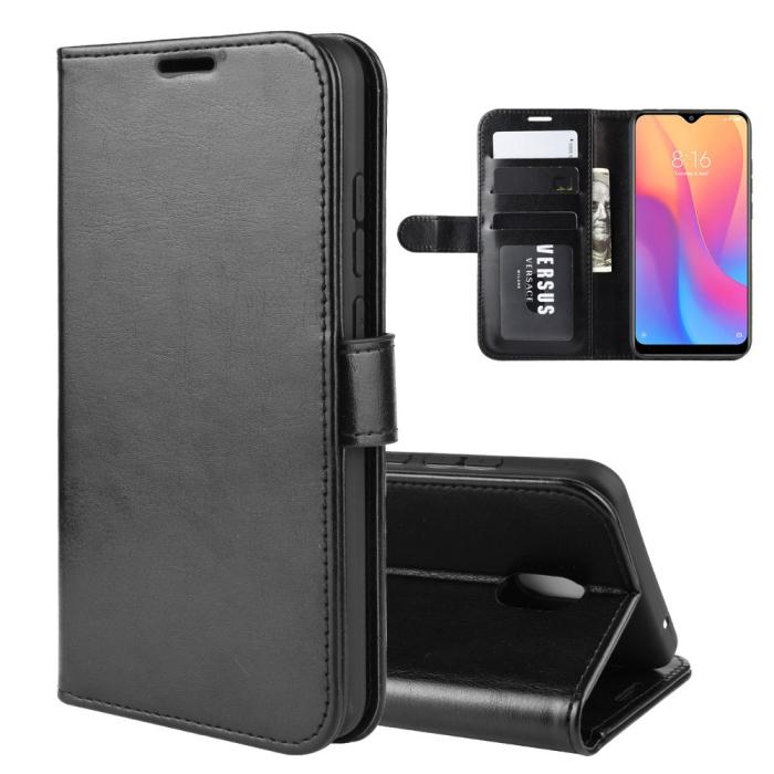 Bild 2, Xiaomi Redmi 8A - Crazy Horse Plånboksfodral - Svart