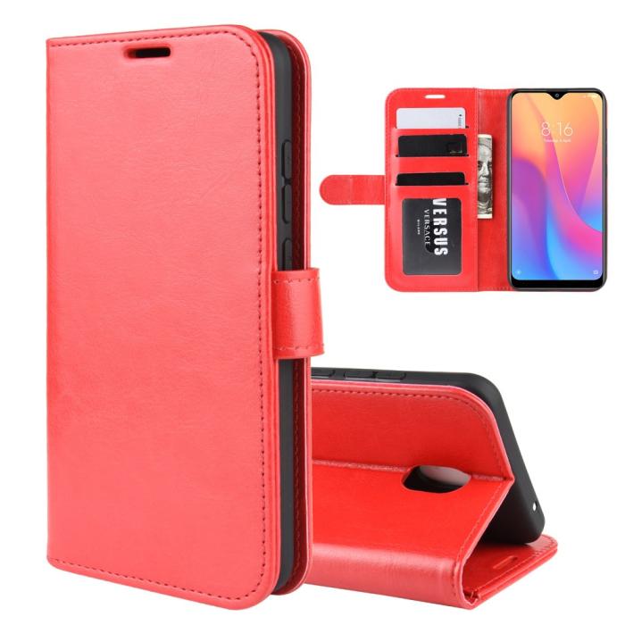Bild 2, Xiaomi Redmi 8A - Crazy Horse Plånboksfodral - Röd