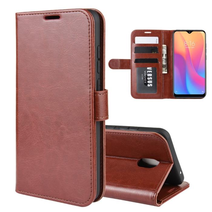 Bild 2, Xiaomi Redmi 8A - Crazy Horse Plånboksfodral - Brun
