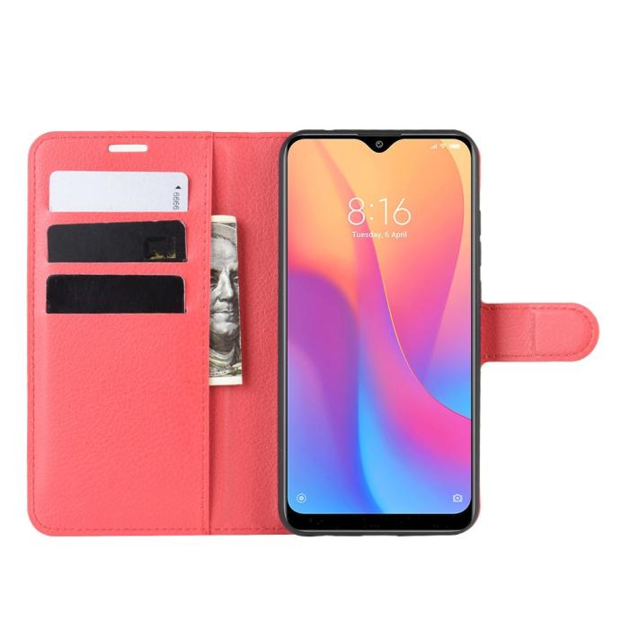 Bild 5, Xiaomi Redmi 8A - Litchi Plånboksfodral - Röd