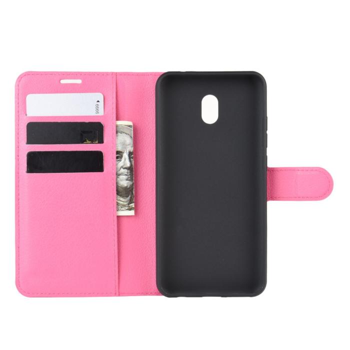 Bild 4, Xiaomi Redmi 8A - Litchi Plånboksfodral - Rosa