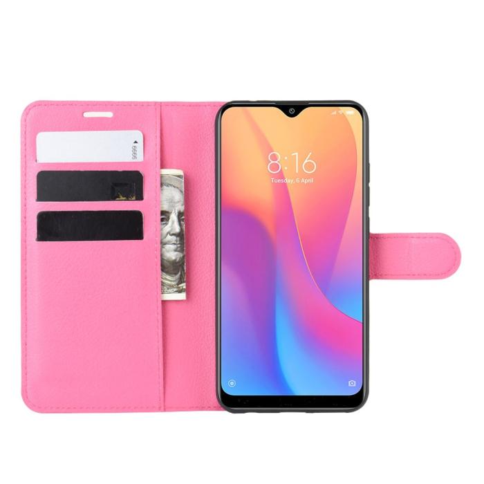 Bild 5, Xiaomi Redmi 8A - Litchi Plånboksfodral - Rosa
