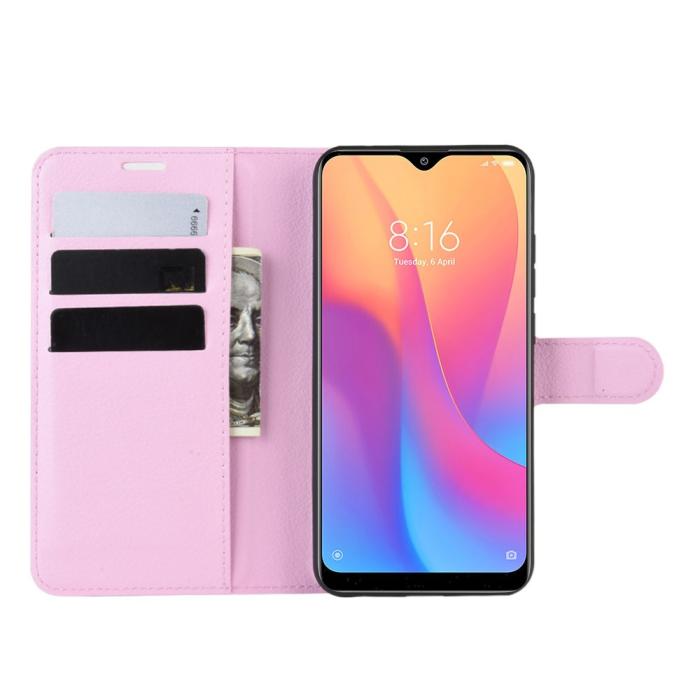 Bild 5, Xiaomi Redmi 8A - Litchi Plånboksfodral - Ljus Rosa