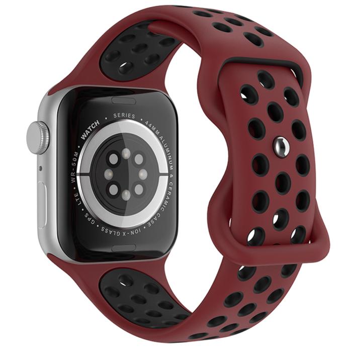 Bild 1, Sportarmband Dual-Color Apple Watch 42/44/45/49 mm (M/L) Vinröd/Svart