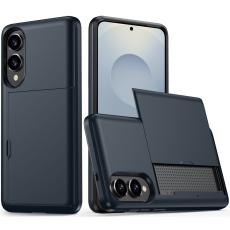 Samsung Galaxy S25 Edge Skal Hybrid Med Kortfack M&ouml;rk Bl&aring;