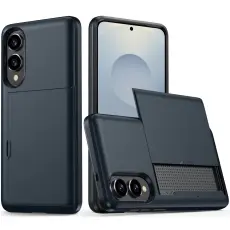 Samsung Galaxy S25 Edge Skal Hybrid Med Kortfack M&ouml;rk Bl&aring;