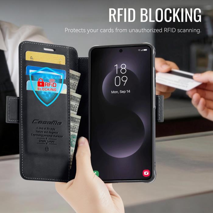 Bild 4, CASEME Samsung Galaxy S25 Ultra Skal RFID Plånbok Svart