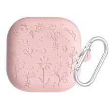 Samsung Galaxy Buds 4 / 4 Pro Skal Silikon Blommigt Tryck Rosa
