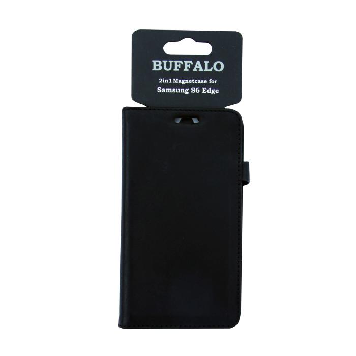 Bild 2, Buffalo Samsung Galaxy S6 Edge Fodral 2in1 Äkta Läder Svart