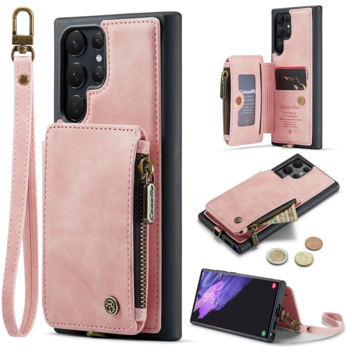 Bild 1, CASEME Galaxy S23 Ultra Skal Med Magnetisk Plånbok Ljus Rosa