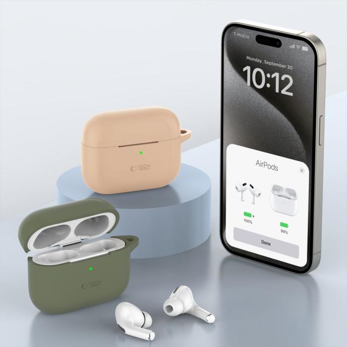 Bild 5, Tech-Protect AirPods Pro 1/2 Skal Silikon Hook Dusty Pink