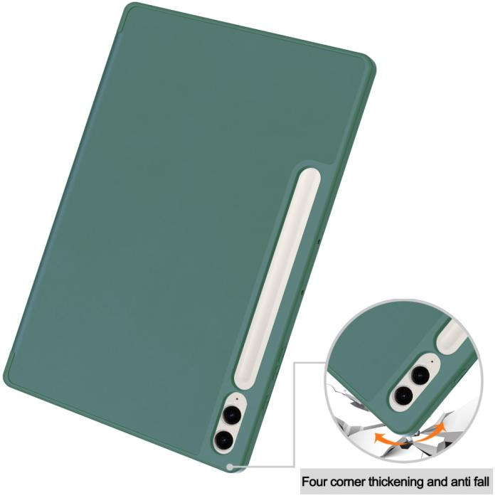 Bild 6, Galaxy Tab S9 FE Plus Fodral Tri-Fold Pennhållare Svartgrön