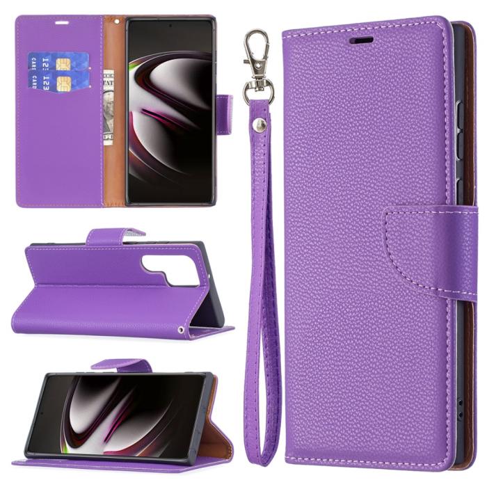 Bild 6, Samsung Galaxy S22 Ultra Fodral Litchi Textur Lila
