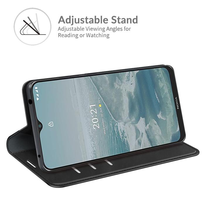 Bild 5, Nokia G10 / G20 Fodral Skin Touch Läder Svart