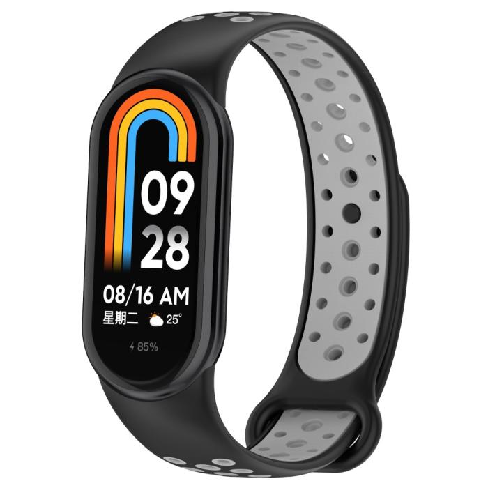 Bild 2, Xiaomi Smart Band 9/8 Träningsarmband Dual-Color Svart/Grå
