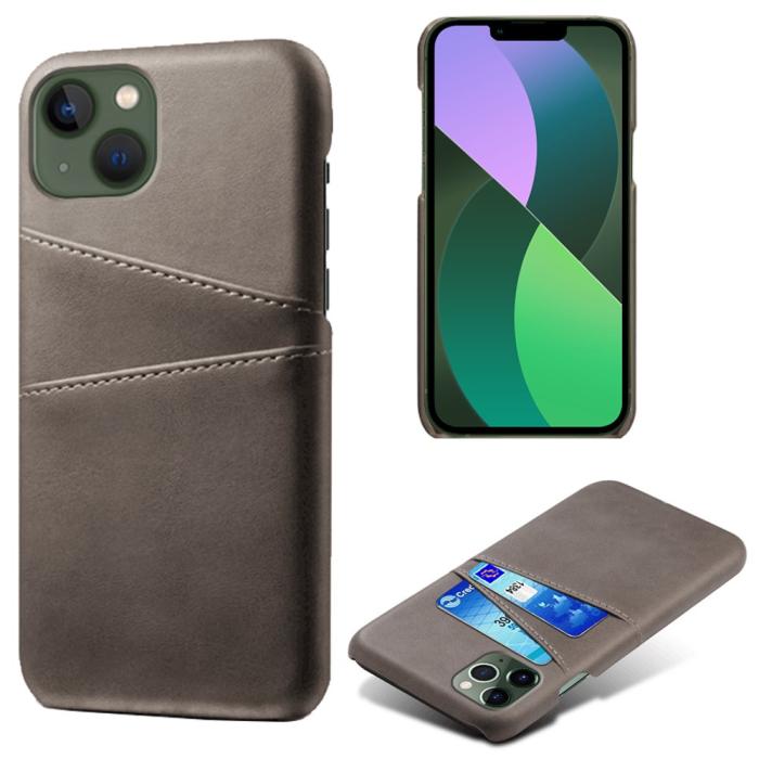 Bild 1, iPhone 15 Skal Läder Med 2 Kortfack Grå
