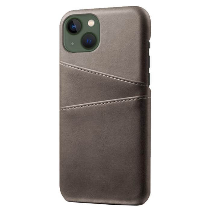 Bild 2, iPhone 15 Skal Läder Med 2 Kortfack Grå