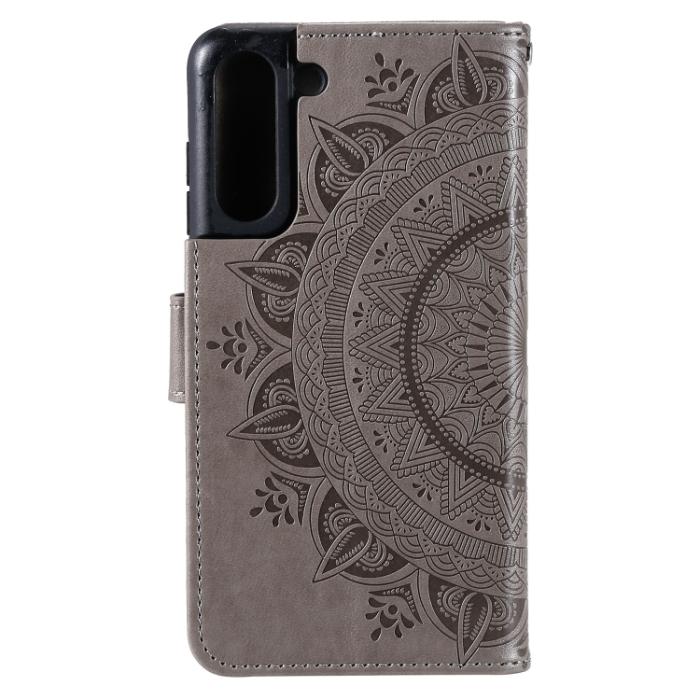 Bild 3, Samsung Galaxy S21 FE Fodral Mandala Läder Grå