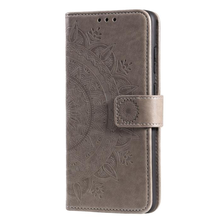 Bild 4, Samsung Galaxy S21 FE Fodral Mandala Läder Grå