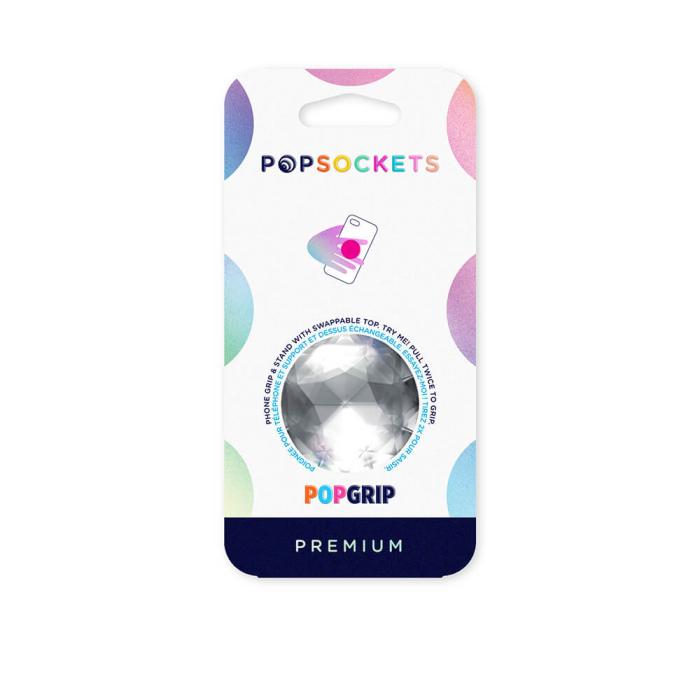 Bild 2, PopSockets Avtagbart Grip med Ställfunktion Premium Disco Crystal Silver