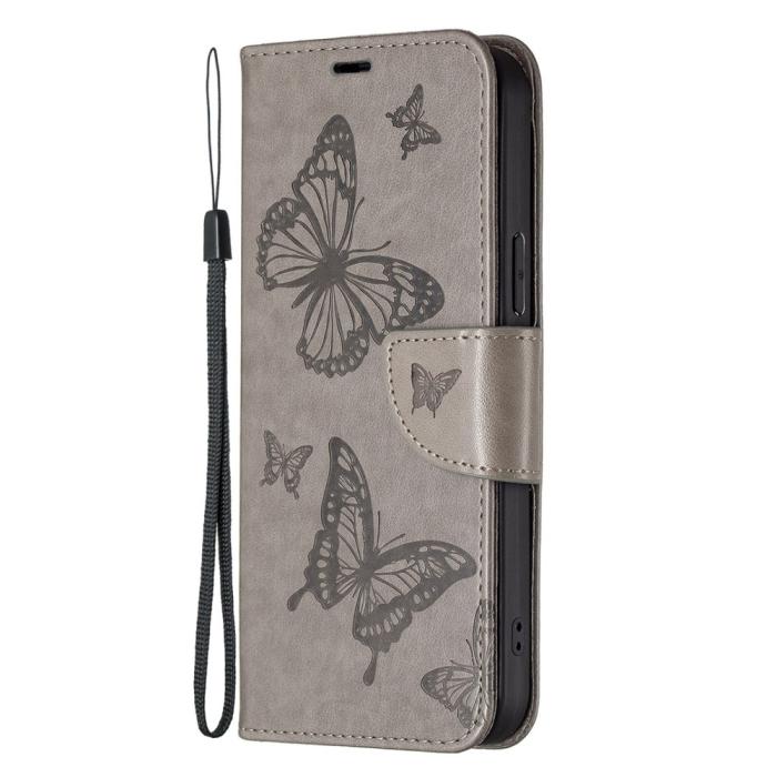 Bild 6, Samsung Galaxy S23 Fodral Med Fjäril Tryck Grå