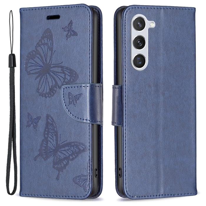 Bild 1, Samsung Galaxy S23 Fodral Med Fjäril Tryck Mörk Blå