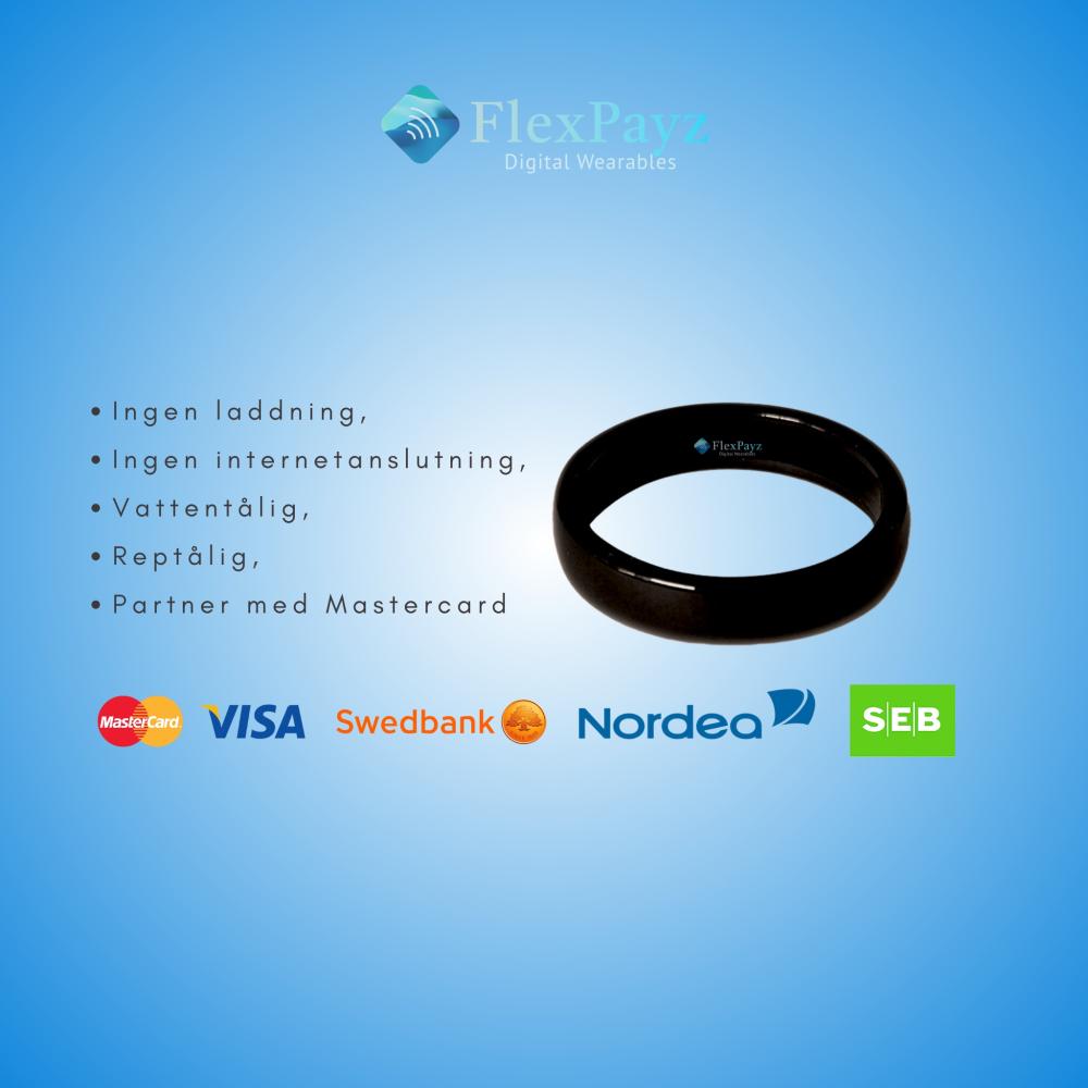 FlexPayz Halo Betalningsring - Svart Välj Storlek!