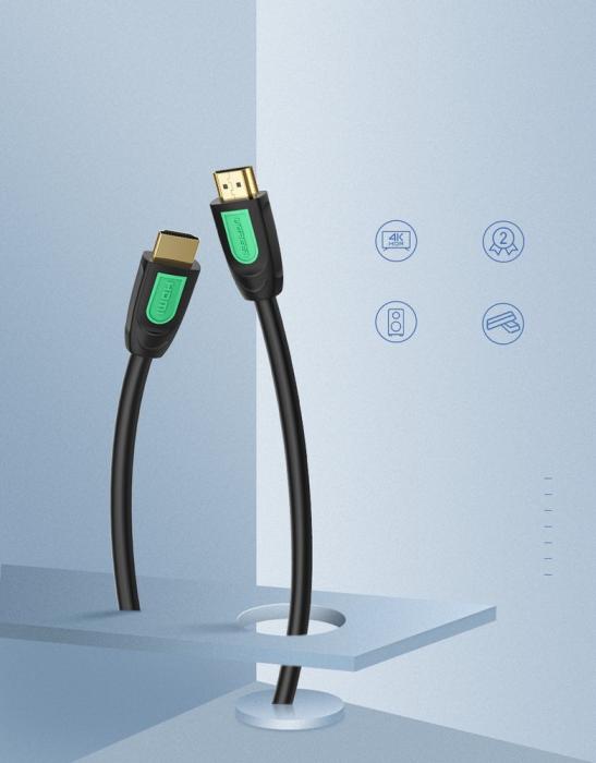 Bild 2, Ugreen 2m HDMI Kabel 19 Pin 4K 60Hz Svart