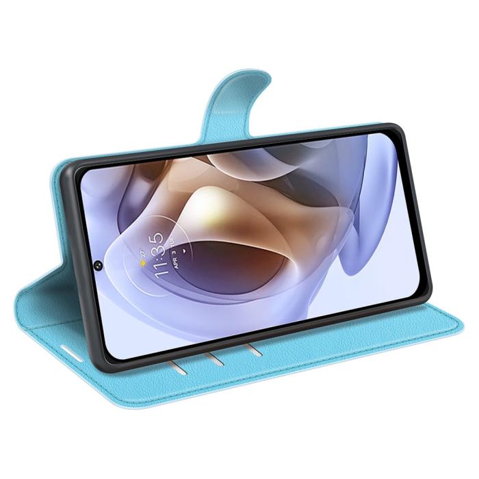 Bild 4, Motorola Moto G31 / G41 Fodral Litchi Textur Ljus Blå