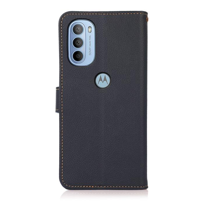 Bild 3, KHAZNEH Motorola Moto G31 / G41 Fodral RFID Äkta Läder Blå