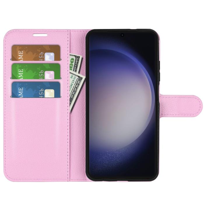 Bild 2, Samsung Galaxy S24 Ultra Fodral Läder Litchi Ljus Rosa