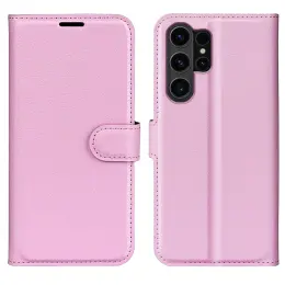 Samsung Galaxy S24 Ultra Fodral Läder Litchi Ljus Rosa