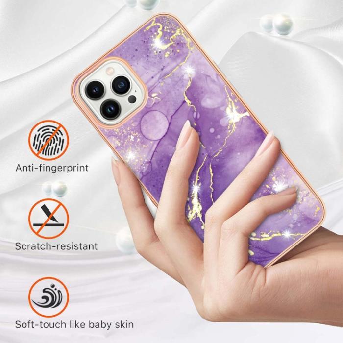 Bild 2, iPhone 14 Pro Skal Marmor Electroplate TPU