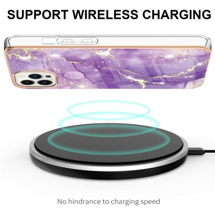 Bild 3, iPhone 14 Pro Skal Marmor Electroplate TPU