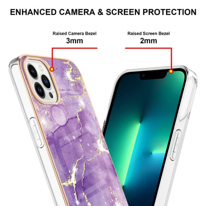Bild 4, iPhone 14 Pro Skal Marmor Electroplate TPU