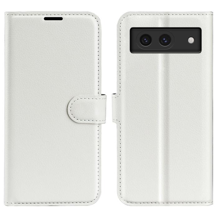 Bild 1, Google Pixel 8A Litchi Läder Fodral Vit