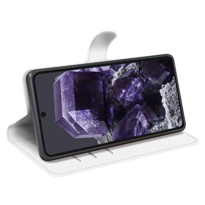 Bild 3, Google Pixel 8A Litchi Läder Fodral Vit