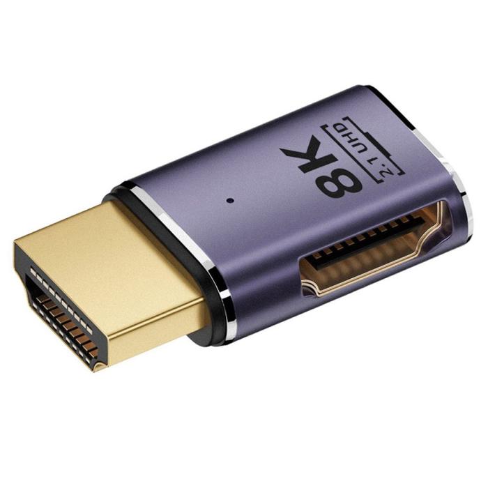 Bild 1, HDMI Hane - HDMI 2.1 Hona 8K 60Hz UHD Adapter Blå