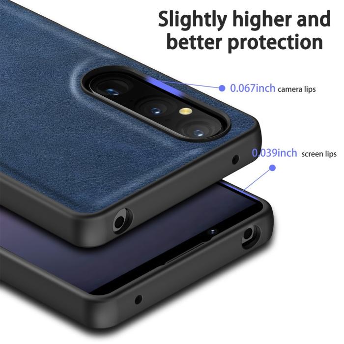Bild 4, Sony Xperia 1 V Skal Retro Läder Blå