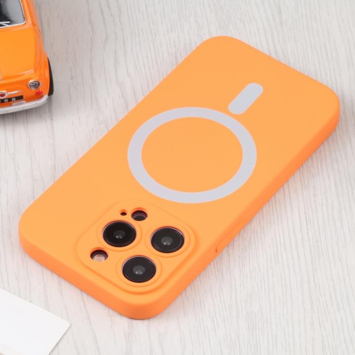 Bild 4, iPhone 15 Pro Skal MagSafe Liquid Silikon Orange