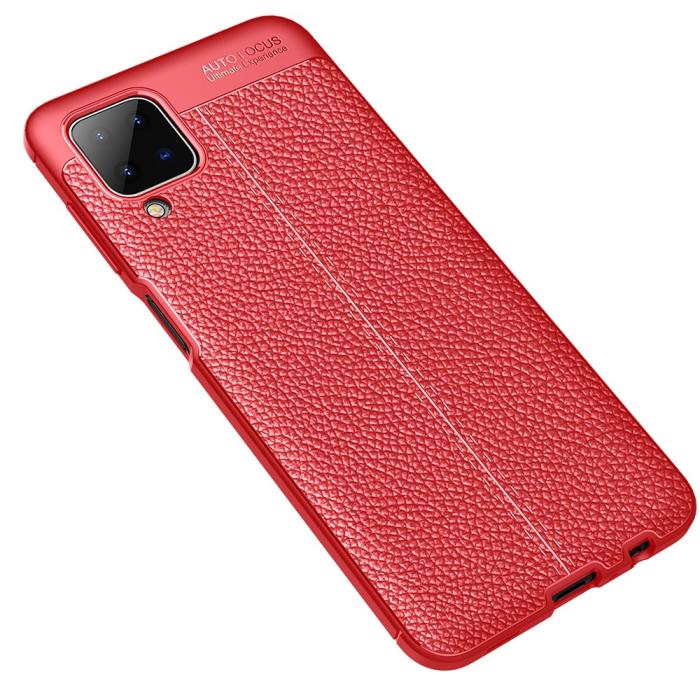 Bild 2, Samsung Galaxy A12 - Litchi Textur Skal - Röd