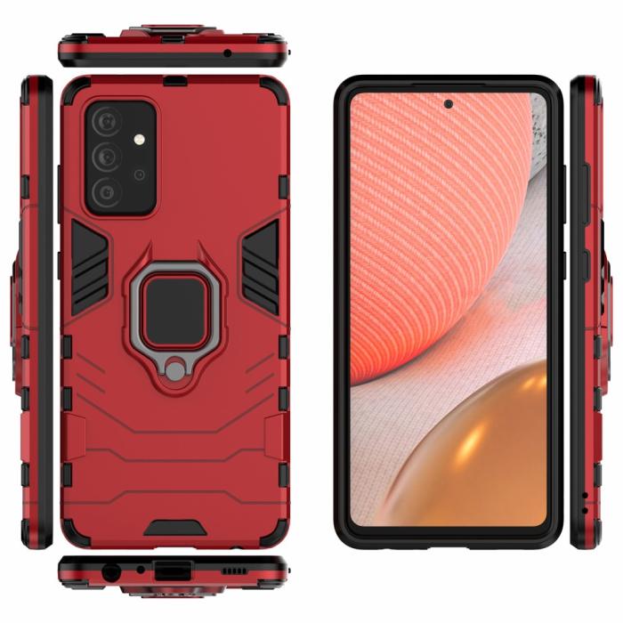Bild 4, Samsung Galaxy A72 - Hybrid Ring Skal - Röd