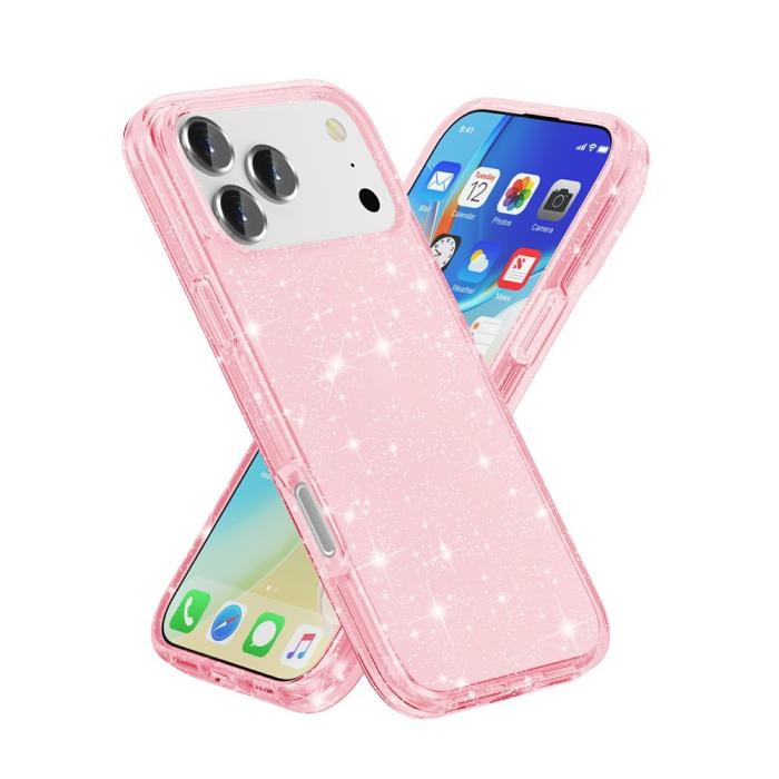 Bild 2, iPhone 17 Pro Skal Hybrid Glitter Rosa