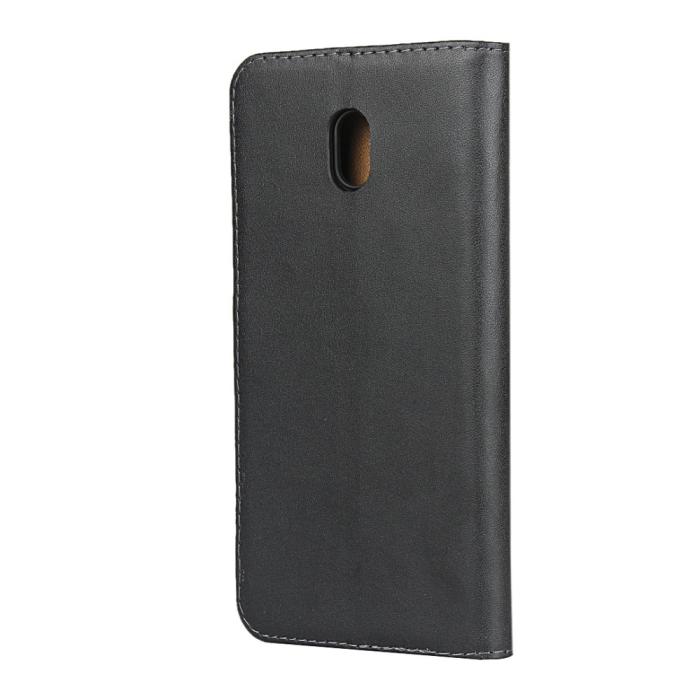 Bild 4, Xiaomi Redmi 8A - Äkta Läder Plånboksfodral - Svart