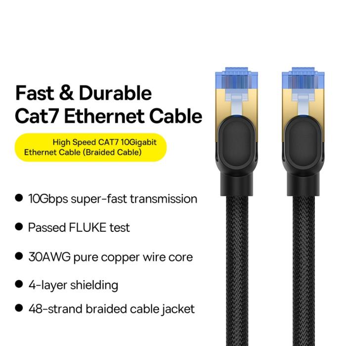 Bild 2, BASEUS 15 m Cat7 RJ45 Nätverkskabel Svart