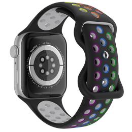 Sportarmband Dual-Color Apple Watch 42/44/45/49 mm (M/L) Svart/Rainbow