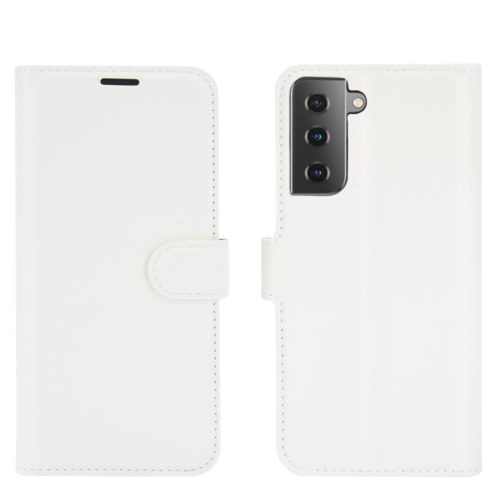 Bild 2, Samsung Galaxy S21 Plus - Litchi Läder Fodral - Vit